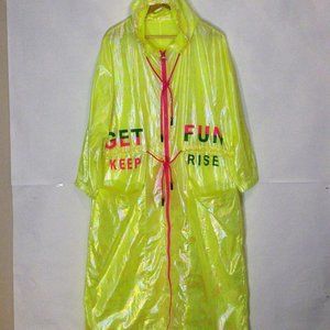 Juo Gue  Wetskins Water Waterproof Hooded Rain Coat  w/Zip Front, Yellow Medium